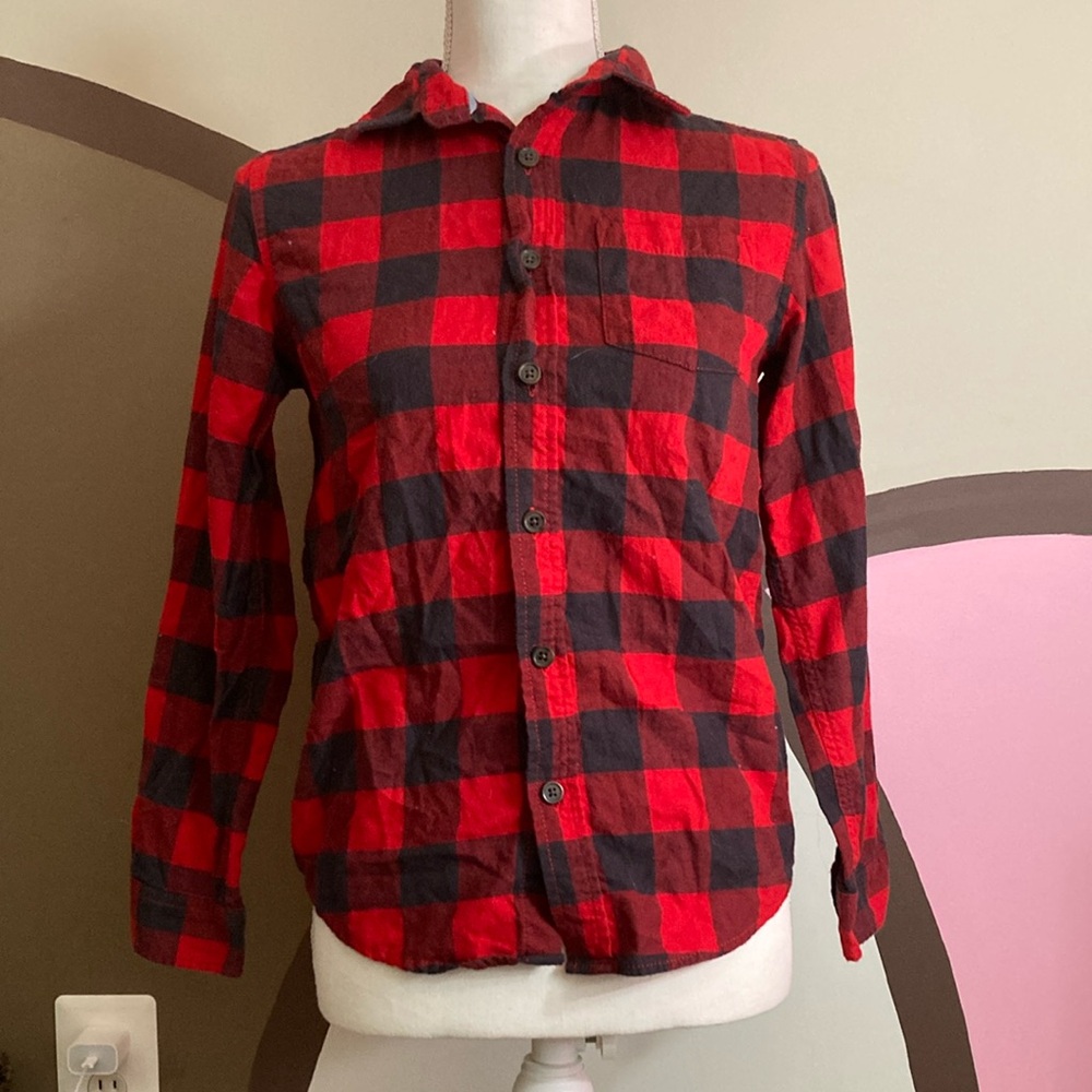 Cat & Jack Red and Black Plaid Casual Shirt